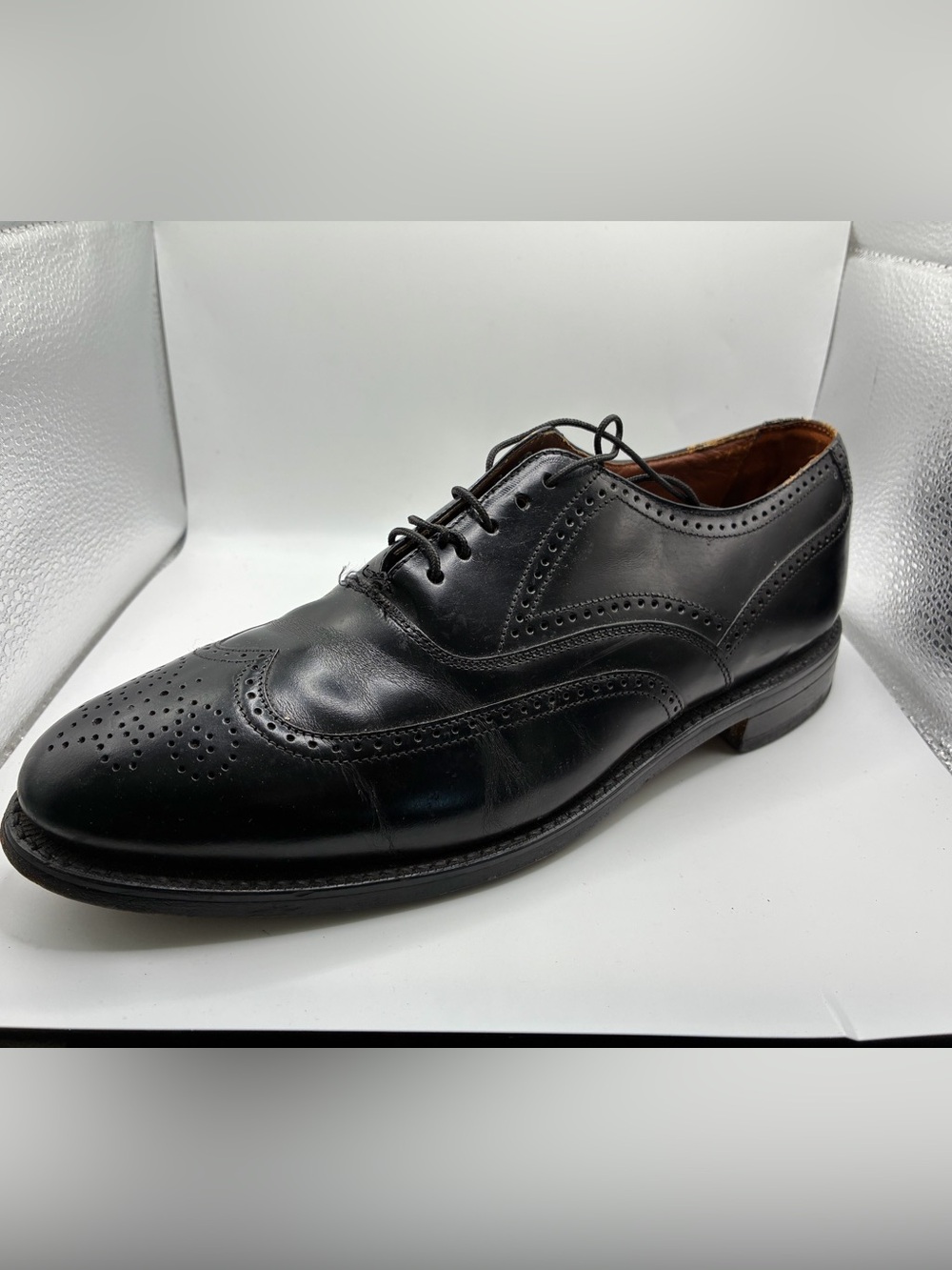 Bostonian Classics First Flex Black Leather Wingtip Oxfords Men’s 8 E Wide